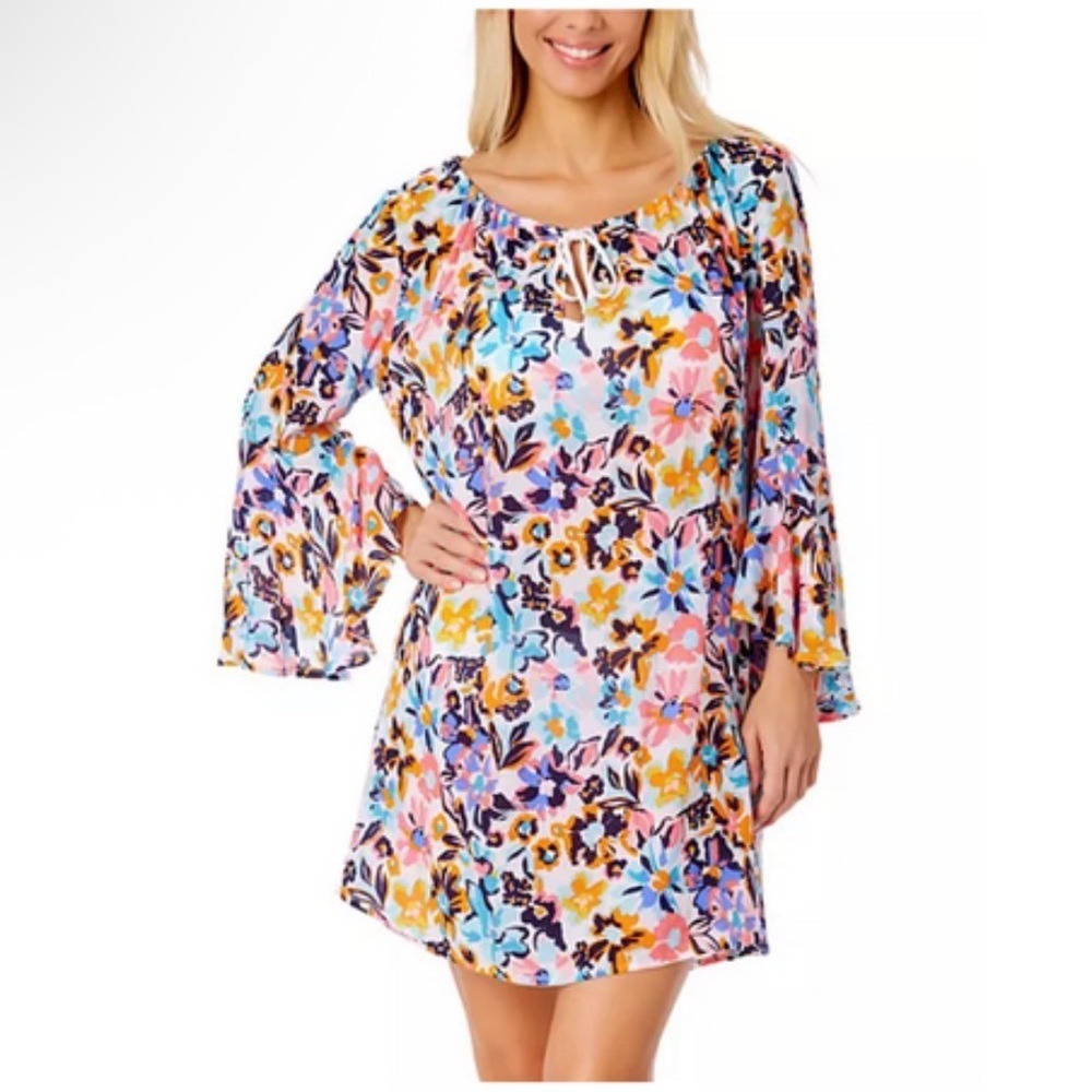 Anne Cole Colorful Floral Lace Up Swim Coverup Size XL